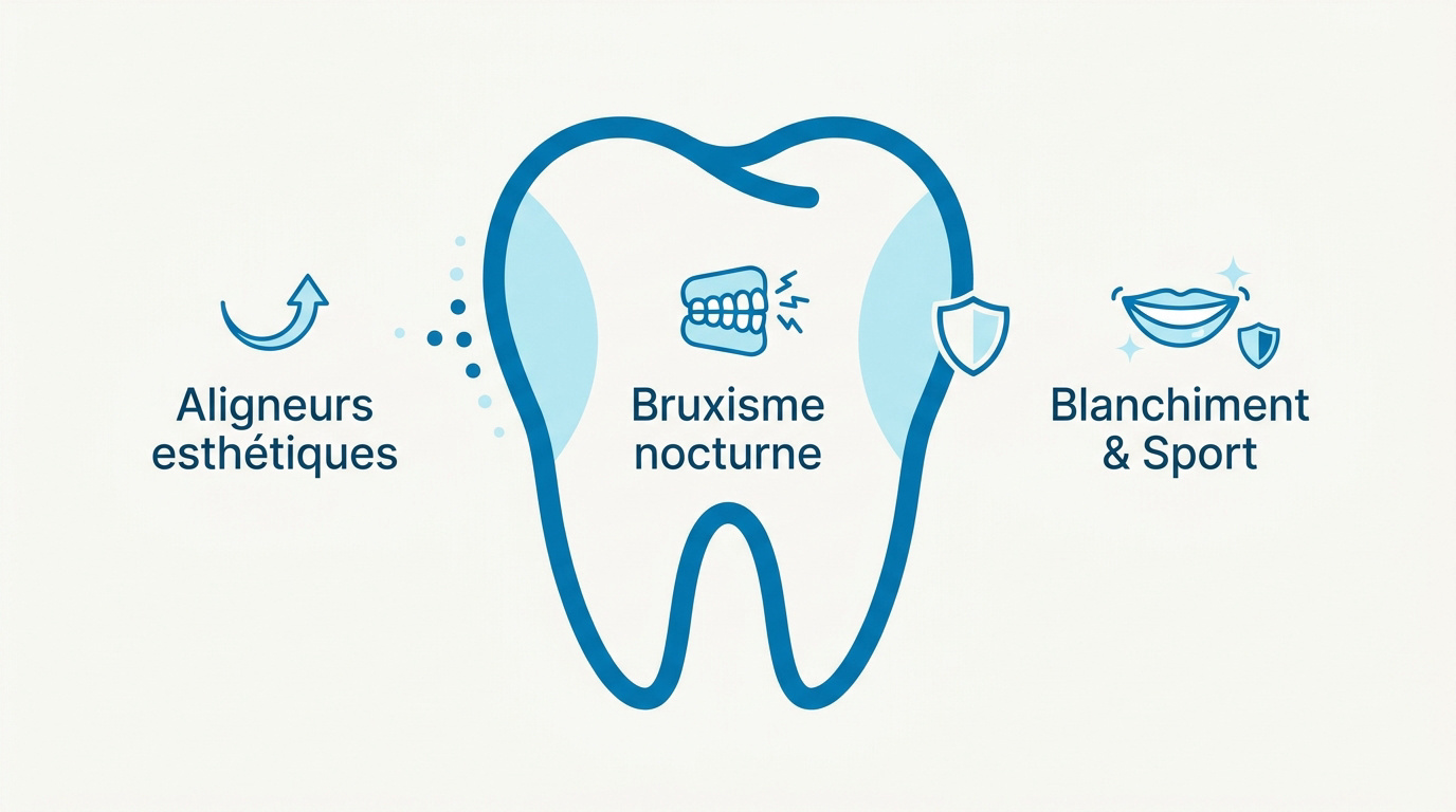 Différents types de gouttières dentaires pour orthodontie et protection