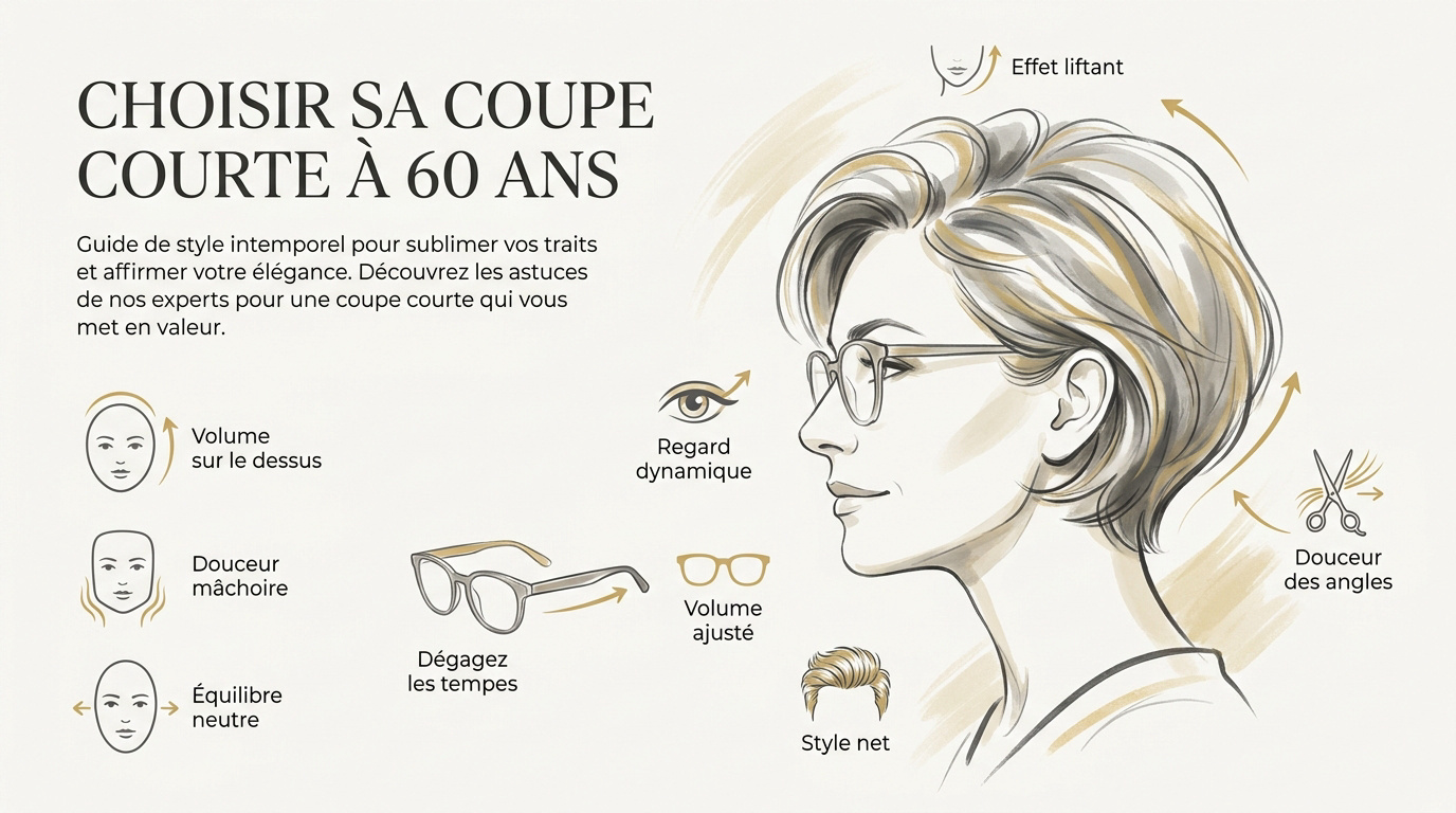 Femme de 60 ans avec une coupe courte moderne