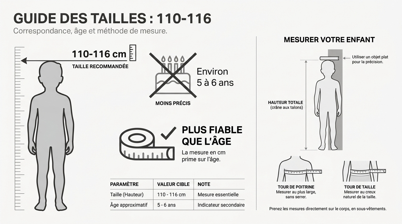 Mesurer un enfant pour taille 110-116