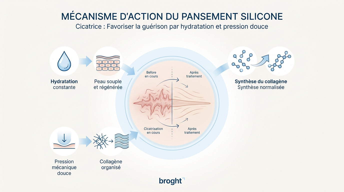 Alignement des fibres de collagène sous silicone