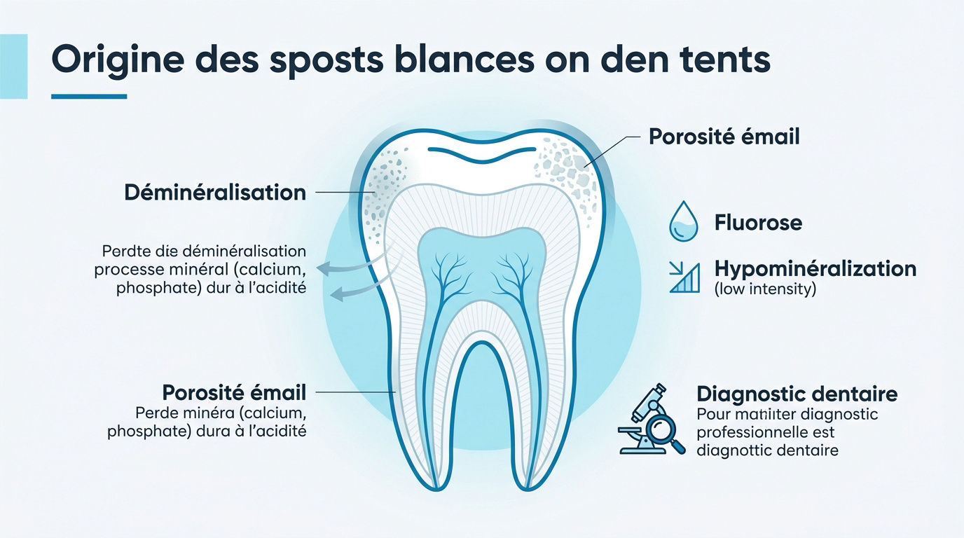 gros plan sur une tache blanche dent révélant une déminéralisation de l'émail