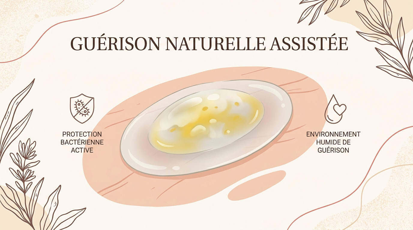 Application d'un patch hydrocolloïde sur un bouton