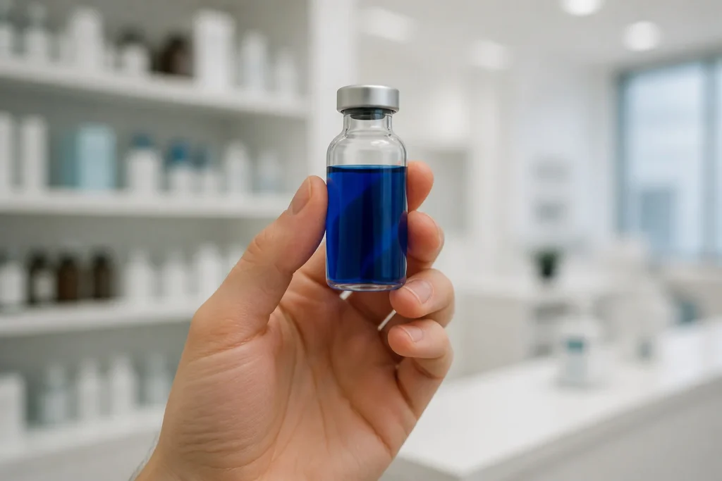 Flacon de bleu de methylene tenu