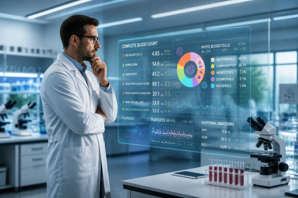 Scientifique analysant des donnees holographiques