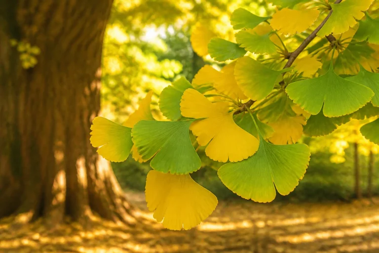 Feuilles de ginkgo biloba en automne