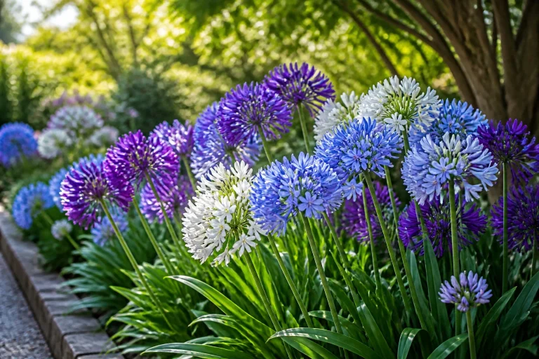 Agapanthes eclatantes en pleine floraison