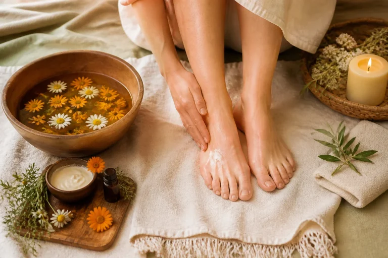 Soin des pieds aux herbes et baume naturel