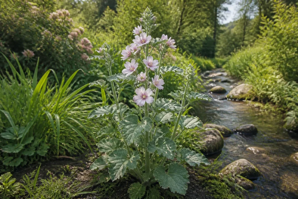 Guimauve althaea officinalis au bord dun ruisseau