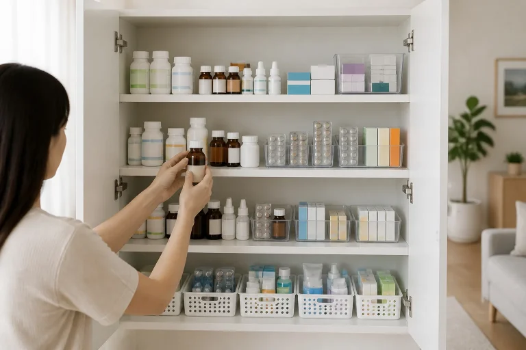 Armoire a pharmacie organisee