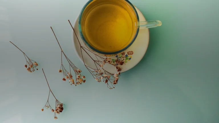 Tasse de tisane et fleurs séchées