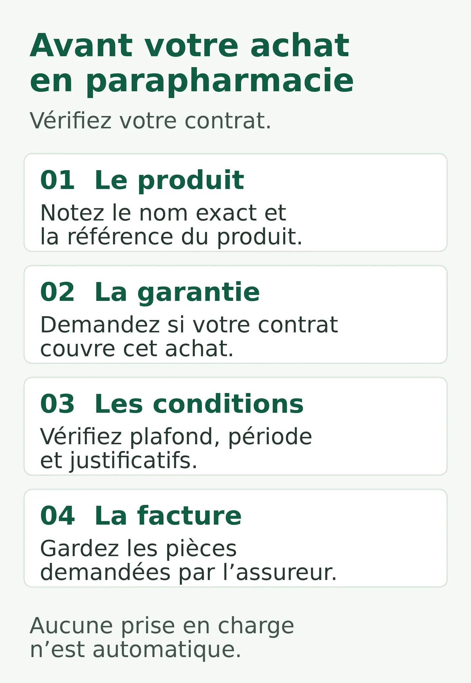 Les quatre vérifications avant l’achat : produit, garantie, conditions et facture